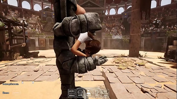 Image Lara Croft's Deep Throat tries out a new technique to awaken a statue in a tomb.