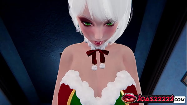 Image Christmas Fuck with Mrs. Claus Hentai - POV Cowgirl on Bed, Missionary Pose with Close-Up Pussy, and Reverse Standing Massive Creampie