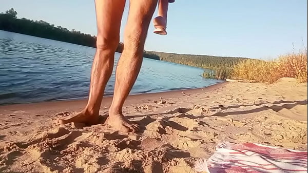 Image Anal play with a big dildo by the river