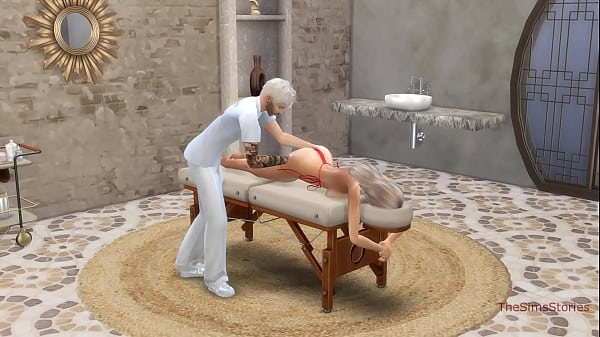 Image A hot blonde has rough sex on the massage table
