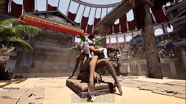 Image The huge cock of the awakened statue stretches Lara's holes and fertilizes her. 3D Hentai Game