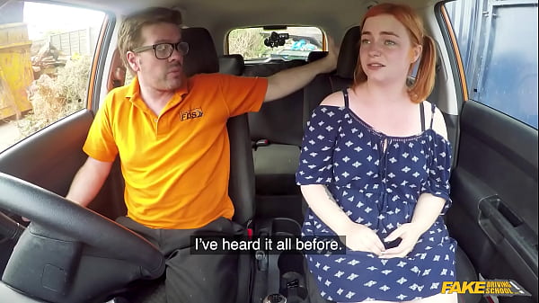 Image CURVY ginger riding a big dick in a car and let's him cum in her mouth - Fake Driving School