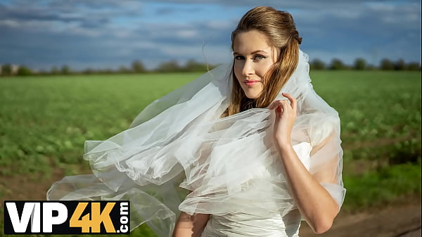 Image BRIDE4K. Slutty bride showed her perfect natural tits and pussy to strangers