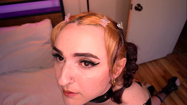 Image Trans Chastity Slut Dusti Bunni Gets Leashed & Used By Stud