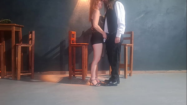 Image Redhead gets excited and has sex with waiter in restaurant
