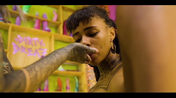 Image Lesbian Tattooed Strap-on Piss soaked Fucking