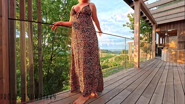 Image curvy lady in leo dress has risky public balcony outdoor sex - projectfundiary