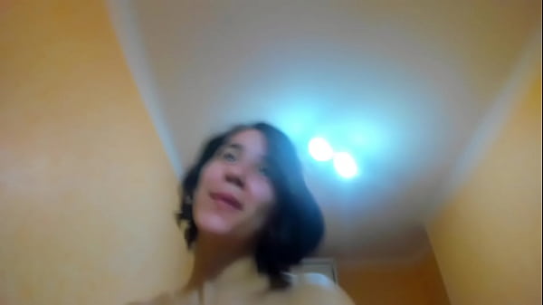 Image Pretty brunette in white bra: tits bounce, press, squeeze, lick, nipples pull, erotic walking