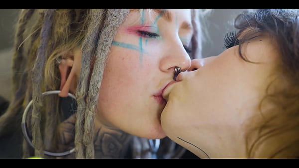 Image Alt-punk teen girls share a TATTOO cock