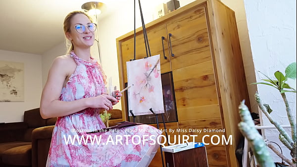 Image Blossom in the Rain &ndash_ Modern Abstract Fluid Painting by Miss Daisy Diamond