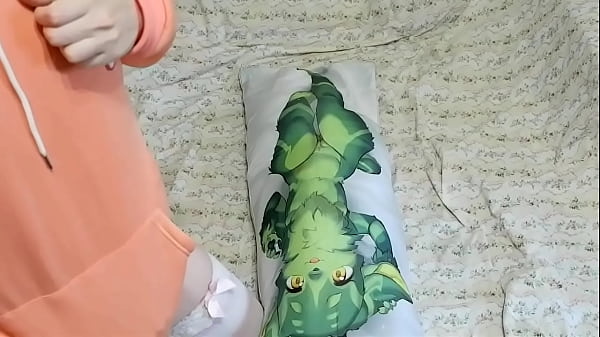 Image [EroNekoKun] - Cute Bunny Boy  masturbation  Dakimakura Pillow with furry Girl and cum without Hands in Chastity