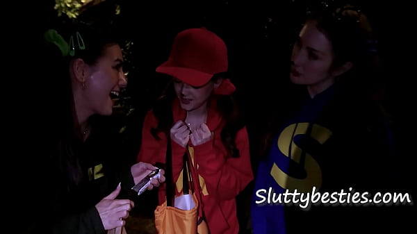 Image Neighbor Blackmails Slutty Trick or Treaters for Sex- Bella Blu, Jade Valentine, Megan Mistakes