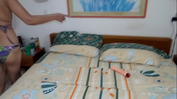 Image Latina stepmom, lacking a cock, enjoys her huge dildos, I help her by inserting them
