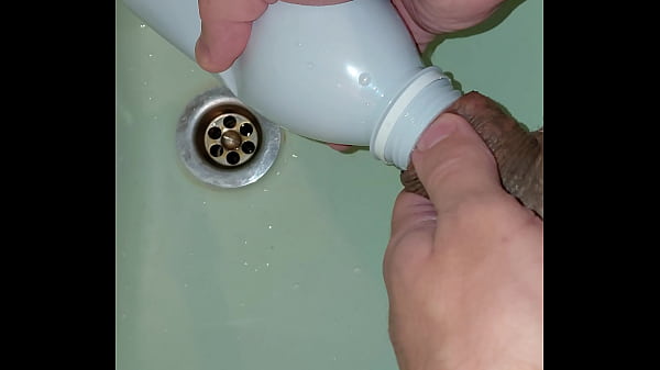 Image Awesome vacuum suction with a bottle of a tattooed, sloppy cuck. Sucking a big dick and balls