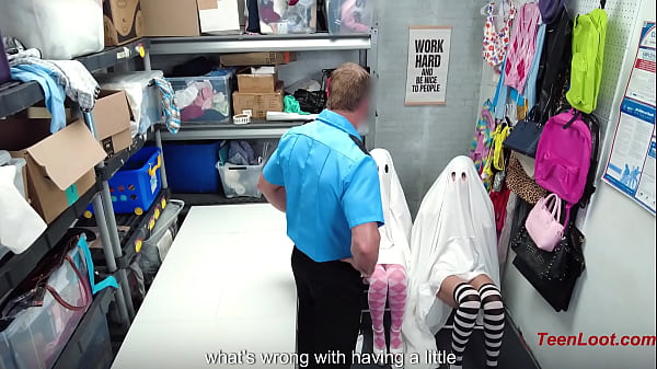 Image Security Guard Turns College Girls In Ghost Costume Theft into a Threesome