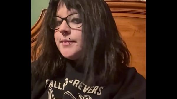 Image stoner nerdy goth shyly shows off her titties!
