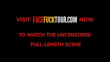 Image Petite Brunette Teen Gagging Blowjob POV Close Up On HUGE White Dick