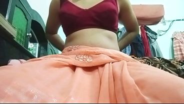 Image Indian Gay Bottom Crossdresser Gaurisissy feeling horny in silky saree real homemade sex