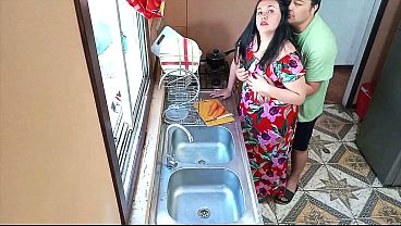 Image Stepmom fucked hard in the kitchen with big ass and soft tits Real amateur