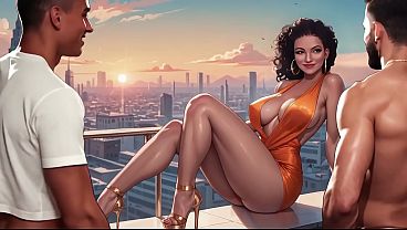 Image Lounge bar in soho hotel in the rooftop sunset - AI Interactive Video