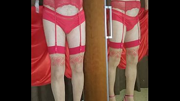 Image Crossdresser dressed in Valentines Lingerie