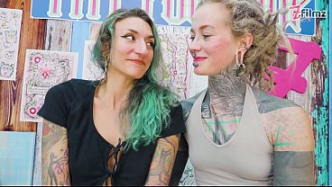 Image Alt Tattoo Girls Lesbian Foreplay Tattooed Dick Anal Cumshot on Brand New Tattoo