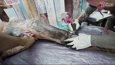 Image Big boobed tattoo Girl gets Anal Fuck during a Tattoo Session - Gaping and ATM