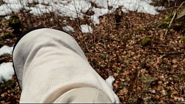 Image Outdoor Forest Fun - Wet Handjob, Deep Blowjob and risky Doggy Fuck