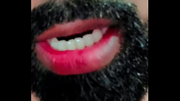 Image Hairy feminine femboy drink own piss from her small limp penis