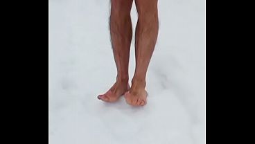 Image I walk naked and barefoot in the village in winter and pee from the cold