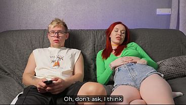 Image Step Sister Surprised by Step Bro's Cock in Mouth During TV Time