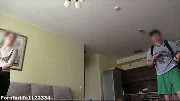 Image Stepson came home after the college and was handcuffed and jerked off by controlling StepMom