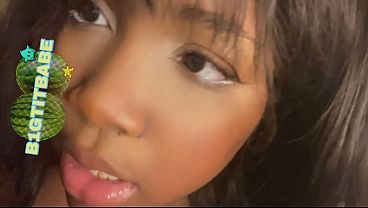 Image Nerdy Ebony Sucks Both Tits and Puts Vibrator on them
