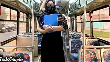 Image Muslim wife come from University alone in the bus Stranger start fuck her on hijab