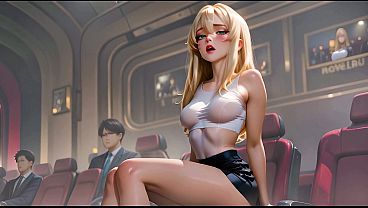 Image 5on1 Gangbang Public Cinema Sex with a Busty Blonde Hardcore with Squirt and Double Penetration - Hentai - AI Generation