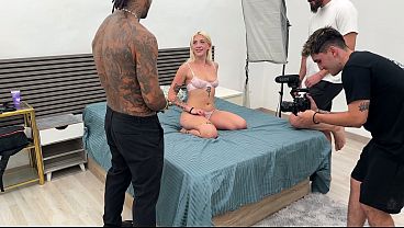 Image 20-year-old blonde model goes to a photo shoot and ends up getting fucked by 4 cocks that take turns filming her getting fucked in every hole - Bonny Blondie