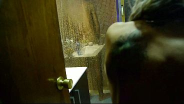 Image Busty colombian mami mom gives great blowjob in the shower and fucks him on the couch