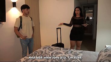 Image Big-bootied stepmom and her well-endowed stepson end up having sex after accidentally sharing a hotel bed.