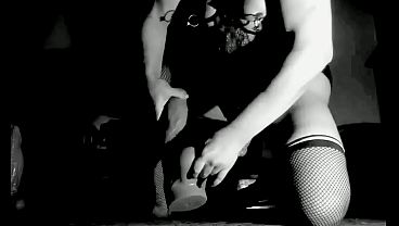 Image sissy anal dildos and cum-merged clips B&W