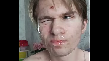 Image Self facial, pulsing asshole by orgasm, soiled the couch with cum / Kingarthur