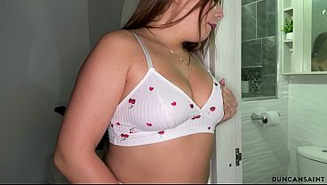 Image Couple spies on hot redhead before threesome
