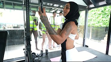 Image Gang Bang YASMINA KHAN is fucked by four handsome and Big cock guy ending up in double penetration