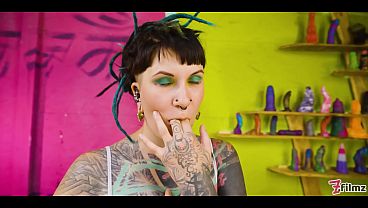 Image Tattooed Alt Girl Tests Z-Filmz Toywall Deep Pussy & Anal Toy Fucking