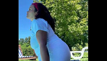 Image Chubby Latina Big Ass Farting by the Pool Relaxed Summer Gas Vibes