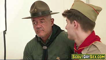 Image Wow, just WOW! What a fucking scene! Scout boy Dex Devall anal fucked by scout master Dillon Stone! The cute scout boy opens his mouth and ass for that old man's dick!