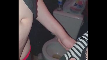 Image Femboys getting crazy at the public bathroom, cock rubbing and doing wet blowjobs on each other