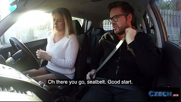 Image Czech Blonde Student with BIG ASS has Orgasm during Driving Lesson in UK - Fake Driving School