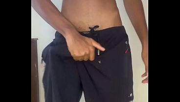 Image Oiled BBC Fleshlight Fuck - Black Guy Strips Shorts, Shiny Oil Body, Cum Lube Solo