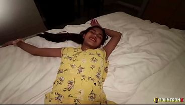 Image JohnTronX - Sexy babe from Hong Kong fucks in a yellow flowery dress