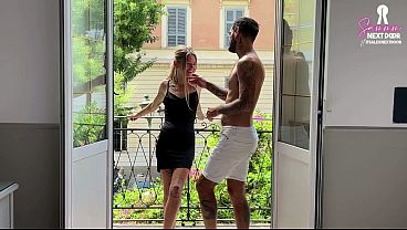 Image The neighbors can see us! Making love to my petite girlfriend on a balcony.